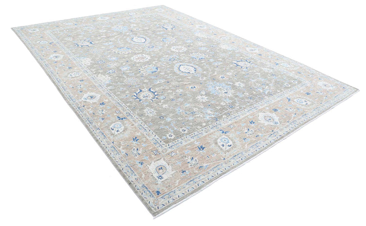 Traditional Hand Knotted Serenity Farhan Wool Rug of Size 8'9'' X 11'11'' in Grey and Taupe Colors - Made in Afghanistan