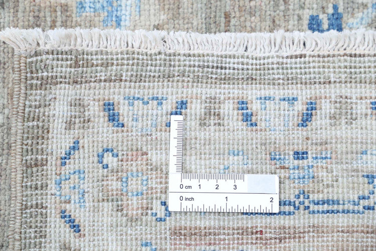 Traditional Hand Knotted Serenity Farhan Wool Rug of Size 8'9'' X 11'11'' in Grey and Taupe Colors - Made in Afghanistan