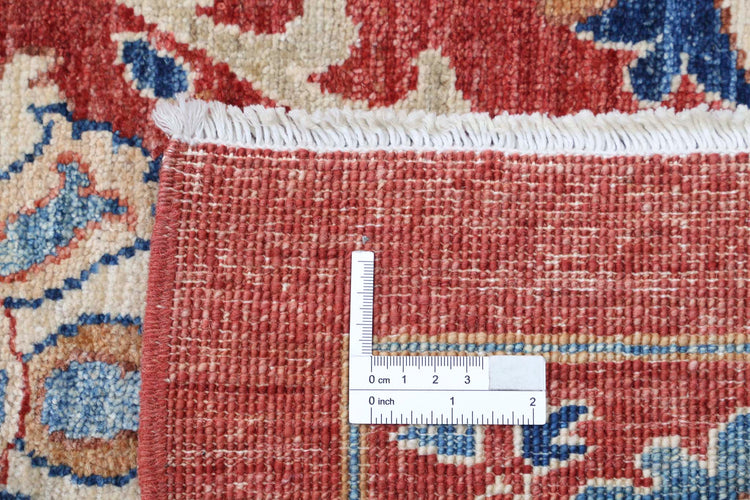 Traditional Hand Knotted Suzani Farhan Wool Rug of Size 9'0'' X 11'6'' in Red and Ivory Colors - Made in Afghanistan