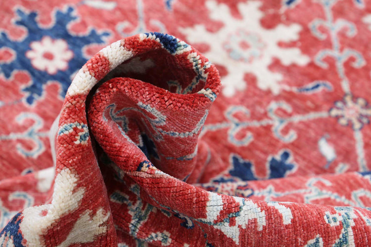 Transitional Hand Knotted Artemix Farhan Wool Rug of Size 8'5'' X 11'5'' in Red and Blue Colors - Made in Afghanistan
