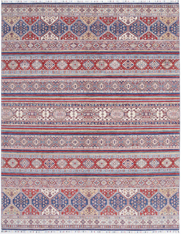Traditional Hand Knotted Khurjeen Farhan Wool Rug of Size 8'10'' X 11'10'' in Multi and Multi Colors - Made in Afghanistan