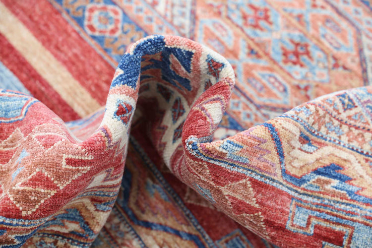 Traditional Hand Knotted Khurjeen Farhan Wool Rug of Size 6'6'' X 9'7'' in Multi and Multi Colors - Made in Afghanistan