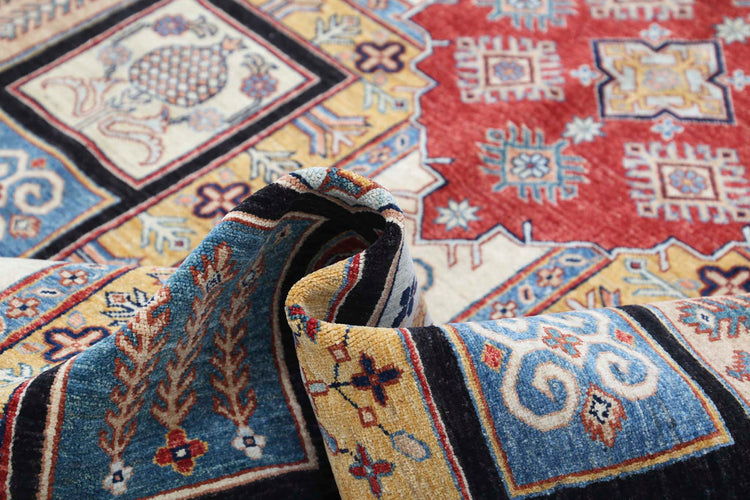 Traditional Hand Knotted Ziegler Farhan Wool Rug of Size 6'7'' X 9'7'' in Black and Blue Colors - Made in Afghanistan