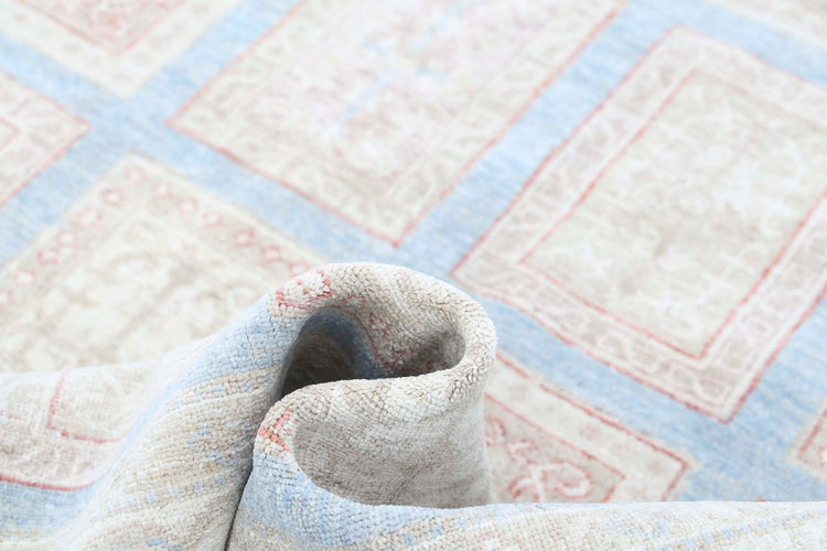 Traditional Hand Knotted Serenity Farhan Wool Rug of Size 5'6'' X 7'10'' in Blue and Ivory Colors - Made in Afghanistan