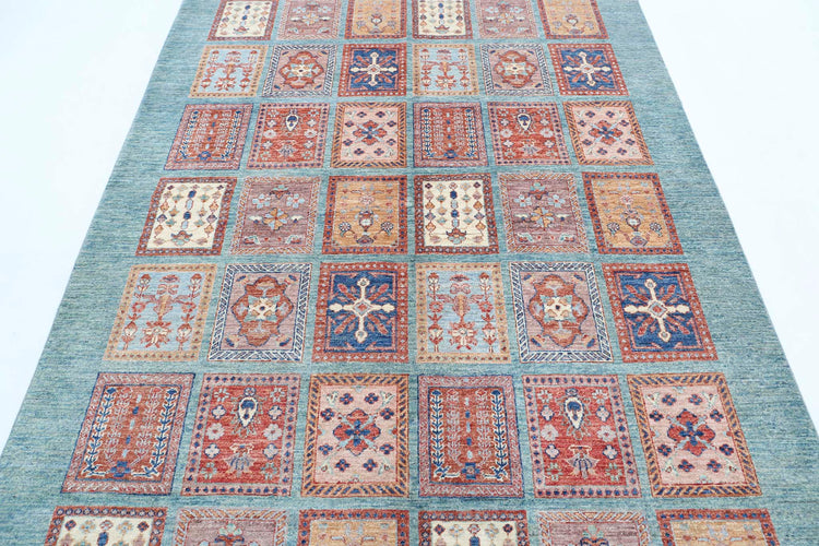 Traditional Hand Knotted Ziegler Farhan Wool Rug of Size 5'7'' X 7'9'' in Blue and Ivory Colors - Made in Afghanistan
