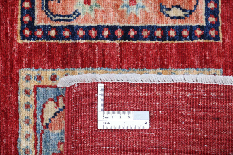 Traditional Hand Knotted Ziegler Farhan Wool Rug of Size 5'4'' X 8'0'' in Red and Blue Colors - Made in Afghanistan