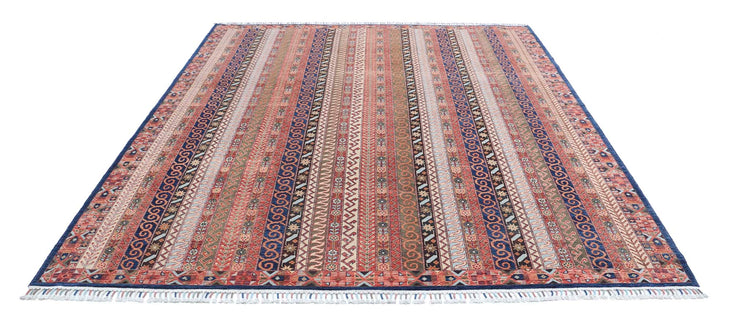 Traditional Hand Knotted Shaal Farhan Wool Rug of Size 8'1'' X 9'8'' in Multi and Multi Colors - Made in Afghanistan