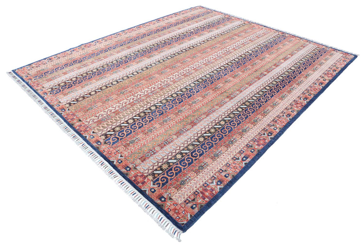 Traditional Hand Knotted Shaal Farhan Wool Rug of Size 8'1'' X 9'8'' in Multi and Multi Colors - Made in Afghanistan