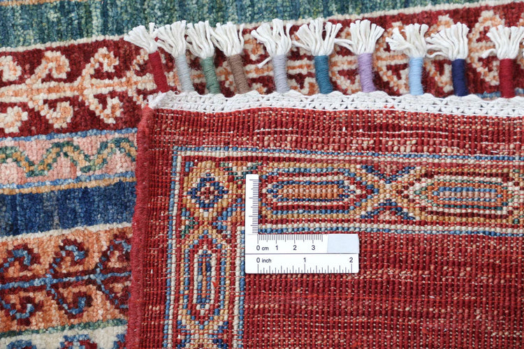 Traditional Hand Knotted Shaal Farhan Wool Rug of Size 5'8'' X 8'0'' in Red and Multi Colors - Made in Afghanistan