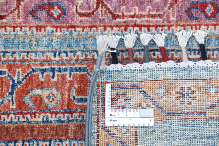 Traditional Hand Knotted Shaal Farhan Wool Rug of Size 5'0'' X 5'9'' in Multi and Blue Colors - Made in Afghanistan