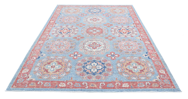 Traditional Hand Knotted Suzani Farhan Wool Rug of Size 4'6'' X 6'7'' in Multi and Multi Colors - Made in Afghanistan