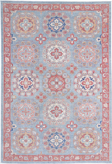 Traditional Hand Knotted Suzani Farhan Wool Rug of Size 4'6'' X 6'7'' in Multi and Multi Colors - Made in Afghanistan