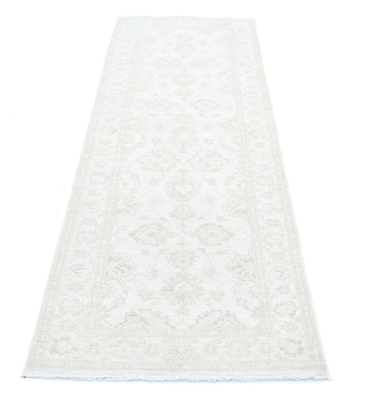 Traditional Hand Knotted Serenity Farhan Wool Rug of Size 2'7'' X 8'2'' in Ivory and Taupe Colors - Made in Afghanistan