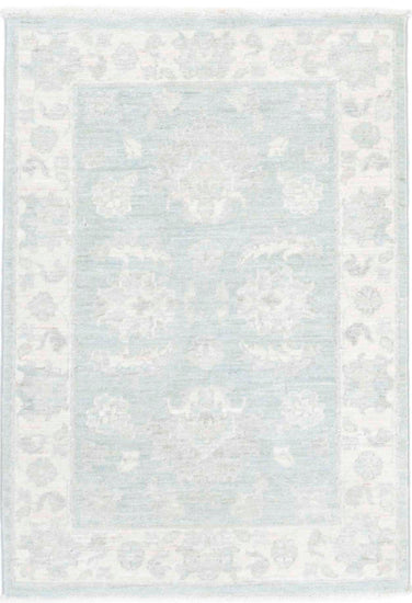 Traditional Hand Knotted Serenity Farhan Wool Rug of Size 2'0'' X 2'11'' in Green and Ivory Colors - Made in Afghanistan