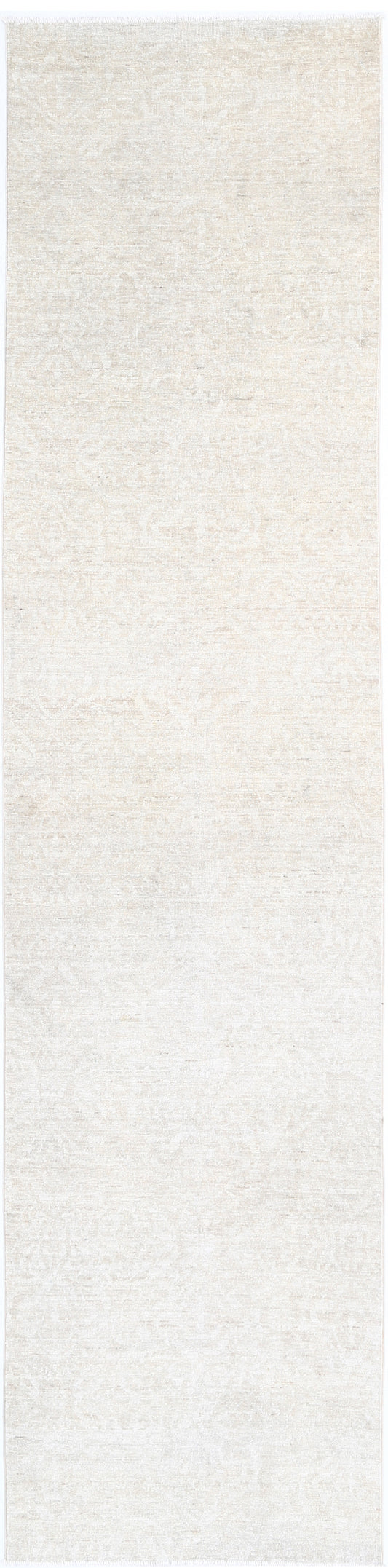 Traditional Hand Knotted Serenity Farhan Wool Rug of Size 2'9'' X 12'2'' in Ivory and Ivory Colors - Made in Afghanistan