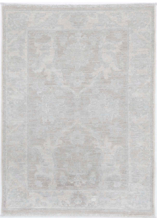 Traditional Hand Knotted Serenity Farhan Wool Rug of Size 2'0'' X 2'10'' in Brown and Ivory Colors - Made in Afghanistan