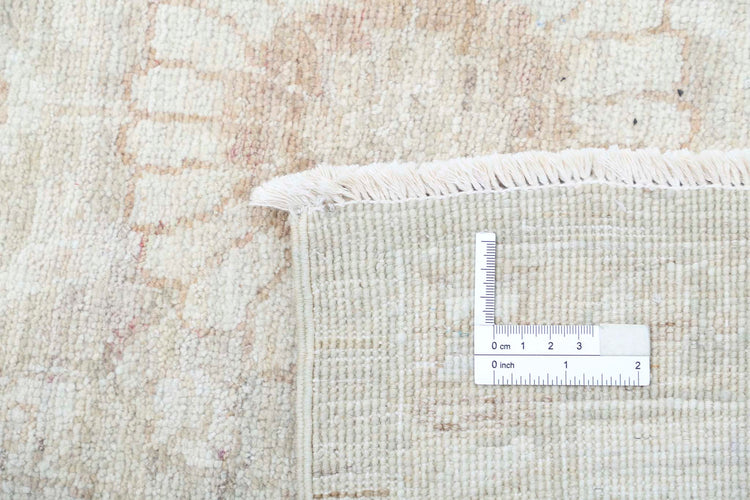 Traditional Hand Knotted Serenity Farhan Wool Rug of Size 8'8'' X 11'8'' in Ivory and Taupe Colors - Made in Afghanistan