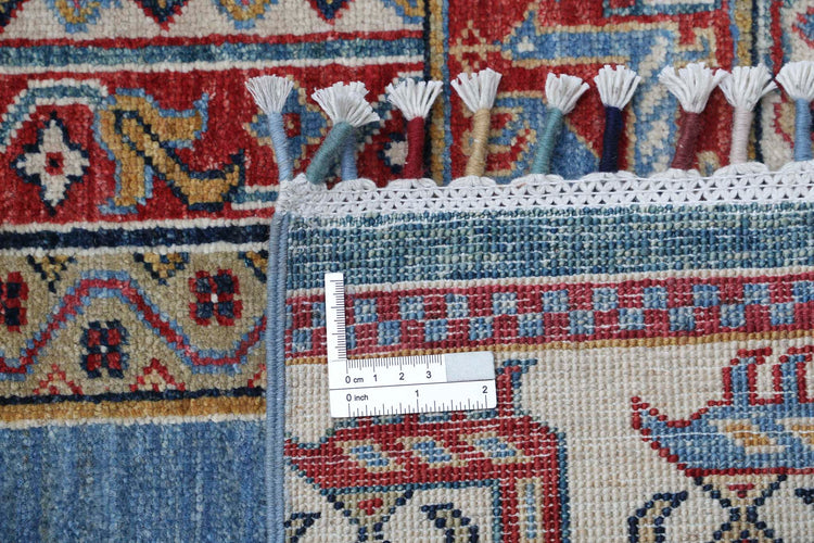 Traditional Hand Knotted Shaal Farhan Wool Rug of Size 5'10'' X 7'8'' in Multi and Multi Colors - Made in Afghanistan