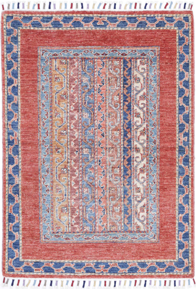 Traditional Hand Knotted Shaal Farhan Wool Rug of Size 2'8'' X 3'11'' in Multi and Multi Colors - Made in Afghanistan