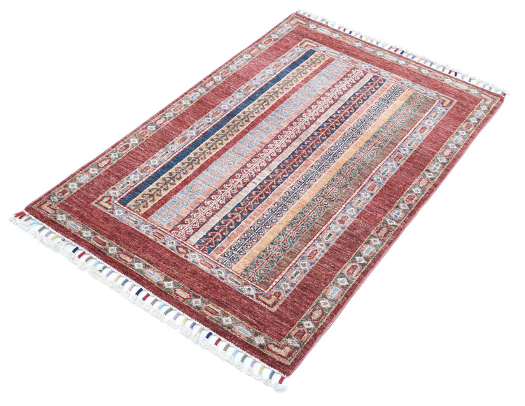 Traditional Hand Knotted Shaal Farhan Wool Rug of Size 2'8'' X 4'0'' in Multi and Multi Colors - Made in Afghanistan