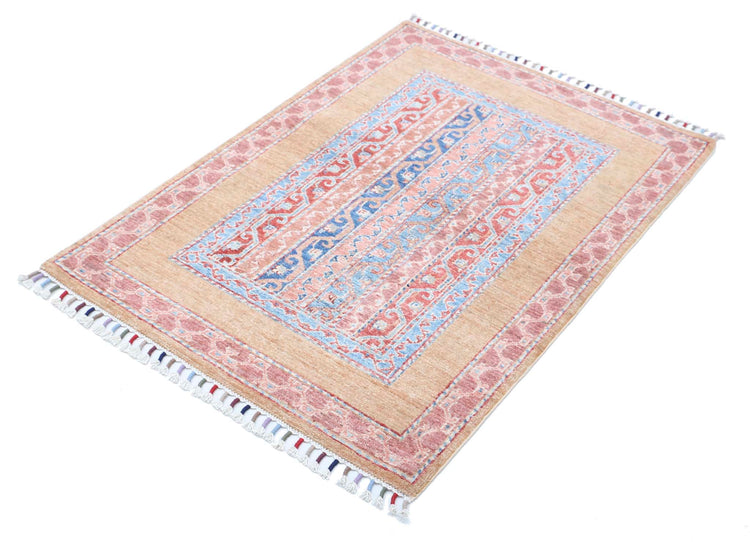 Traditional Hand Knotted Shaal Farhan Wool Rug of Size 2'10'' X 4'0'' in Multi and Multi Colors - Made in Afghanistan