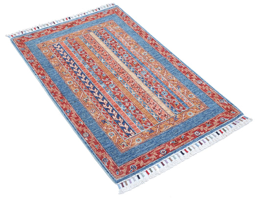 Traditional Hand Knotted Shaal Farhan Wool Rug of Size 2'7'' X 3'11'' in Multi and Multi Colors - Made in Afghanistan