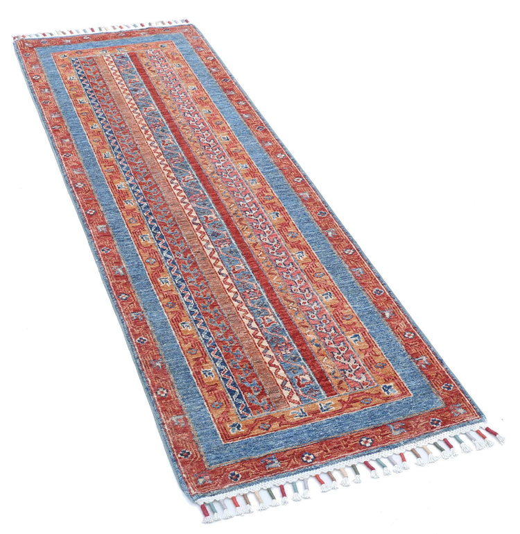 Traditional Hand Knotted Shaal Farhan Wool Rug of Size 2'0'' X 5'8'' in Multi and Multi Colors - Made in Afghanistan