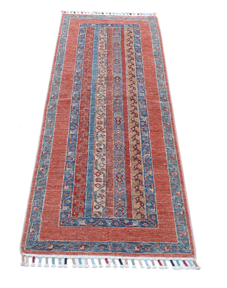 Traditional Hand Knotted Shaal Farhan Wool Rug of Size 2'0'' X 5'9'' in Multi and Multi Colors - Made in Afghanistan