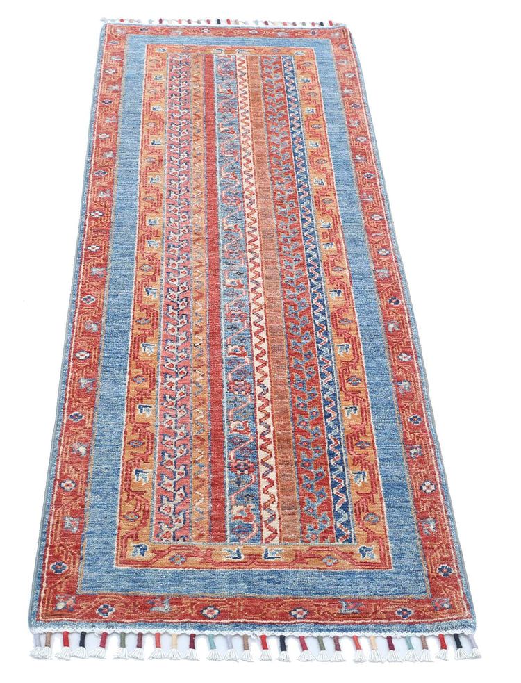 Traditional Hand Knotted Shaal Farhan Wool Rug of Size 2'0'' X 5'8'' in Multi and Multi Colors - Made in Afghanistan