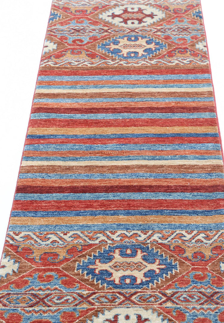 Traditional Hand Knotted Khurjeen Farhan Wool Rug of Size 1'10'' X 6'1'' in Multi and Multi Colors - Made in Afghanistan