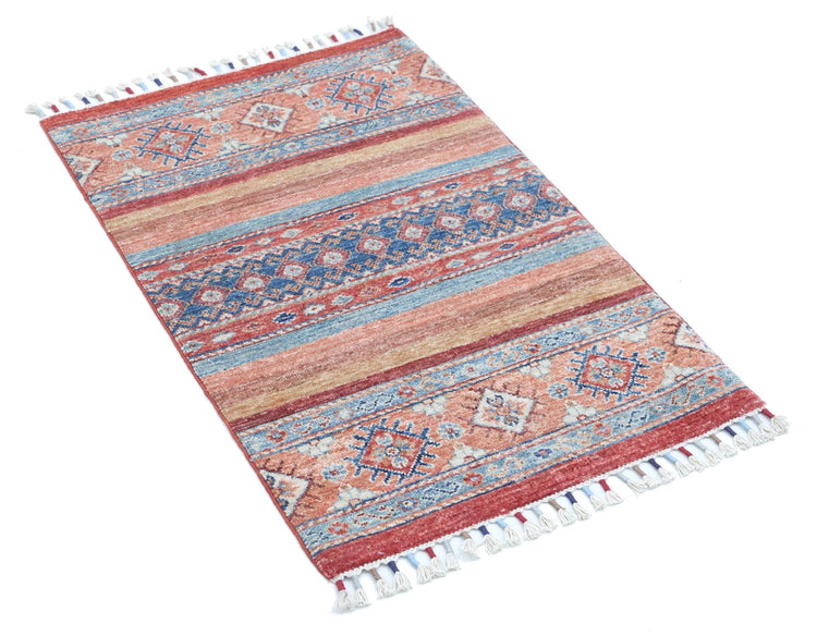 Traditional Hand Knotted Khurjeen Farhan Wool Rug of Size 1'11'' X 3'0'' in Multi and Multi Colors - Made in Afghanistan