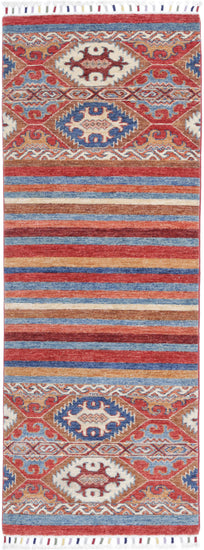 Traditional Hand Knotted Khurjeen Farhan Wool Rug of Size 2'0'' X 6'0'' in Multi and Multi Colors - Made in Afghanistan