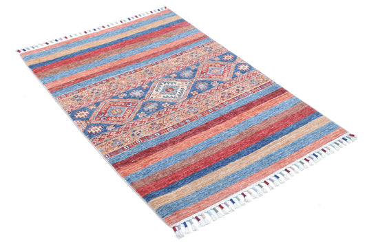 Traditional Hand Knotted Khurjeen Farhan Wool Rug of Size 2'9'' X 3'10'' in Multi and Multi Colors - Made in Afghanistan