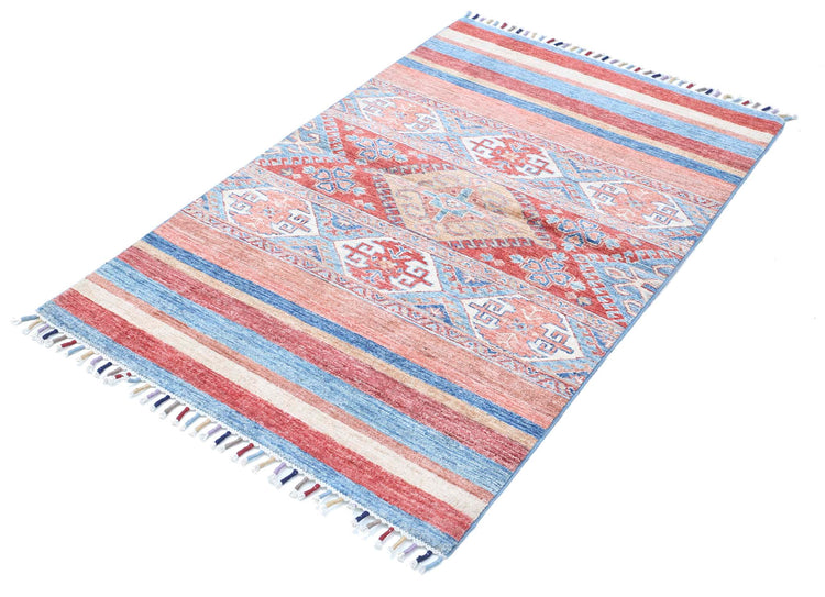 Traditional Hand Knotted Khurjeen Farhan Wool Rug of Size 3'1'' X 5'0'' in Multi and Multi Colors - Made in Afghanistan