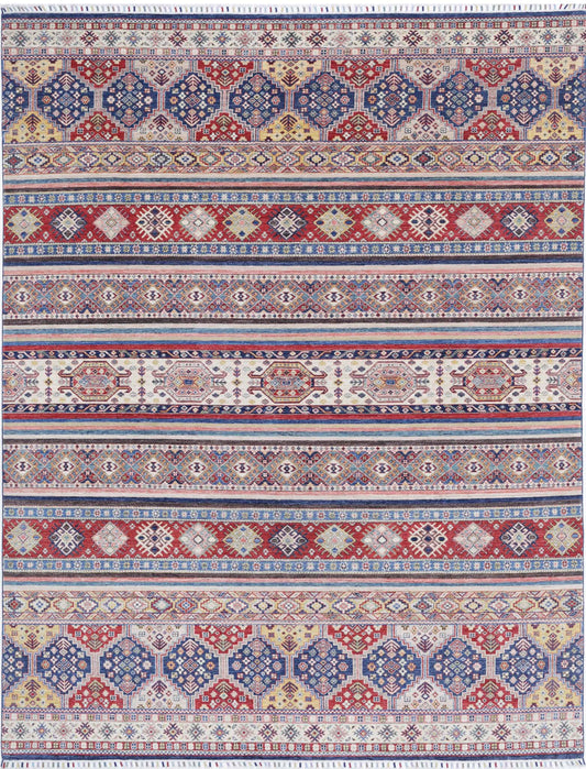 Traditional Hand Knotted Khurjeen Farhan Wool Rug of Size 8'8'' X 11'8'' in Multi and Multi Colors - Made in Afghanistan