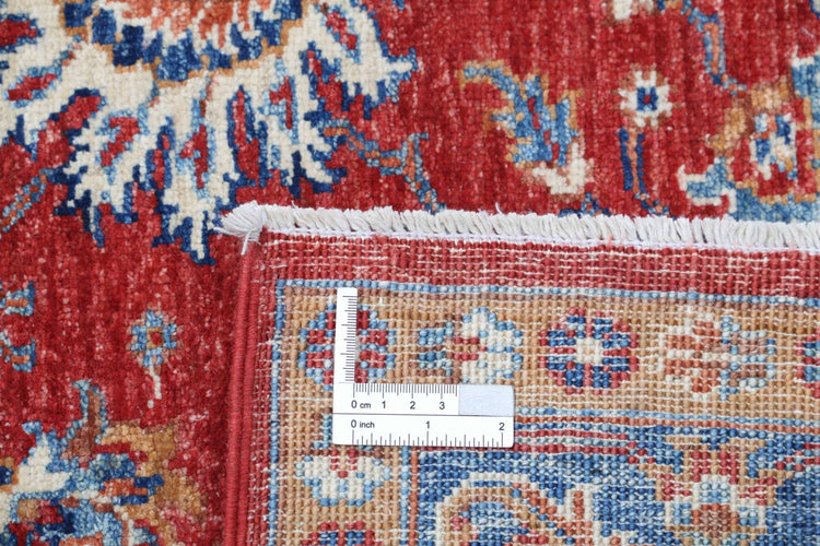 Traditional Hand Knotted Ziegler Farhan Wool Rug of Size 4'9'' X 6'7'' in Red and Blue Colors - Made in Afghanistan