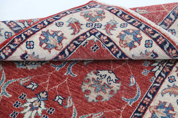 Traditional Hand Knotted Ziegler Farhan Wool Rug of Size 2'9'' X 4'0'' in Red and Ivory Colors - Made in Afghanistan