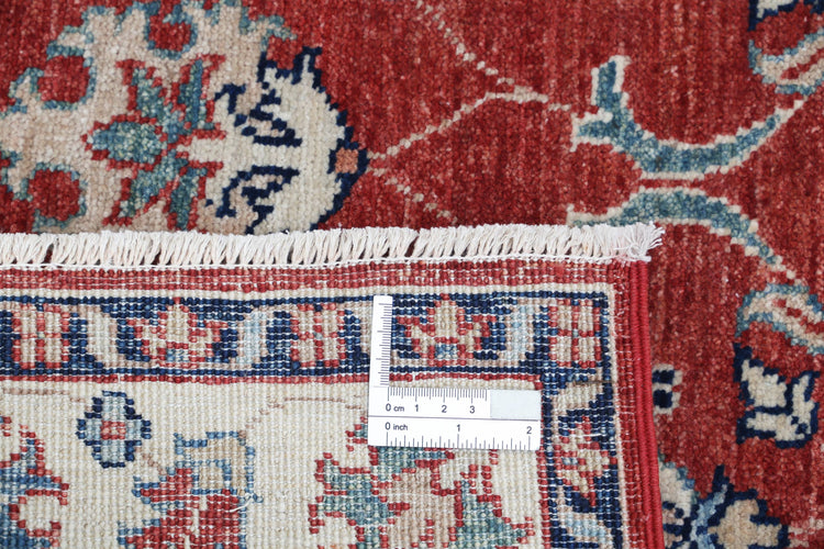 Traditional Hand Knotted Ziegler Farhan Wool Rug of Size 2'9'' X 4'0'' in Red and Ivory Colors - Made in Afghanistan