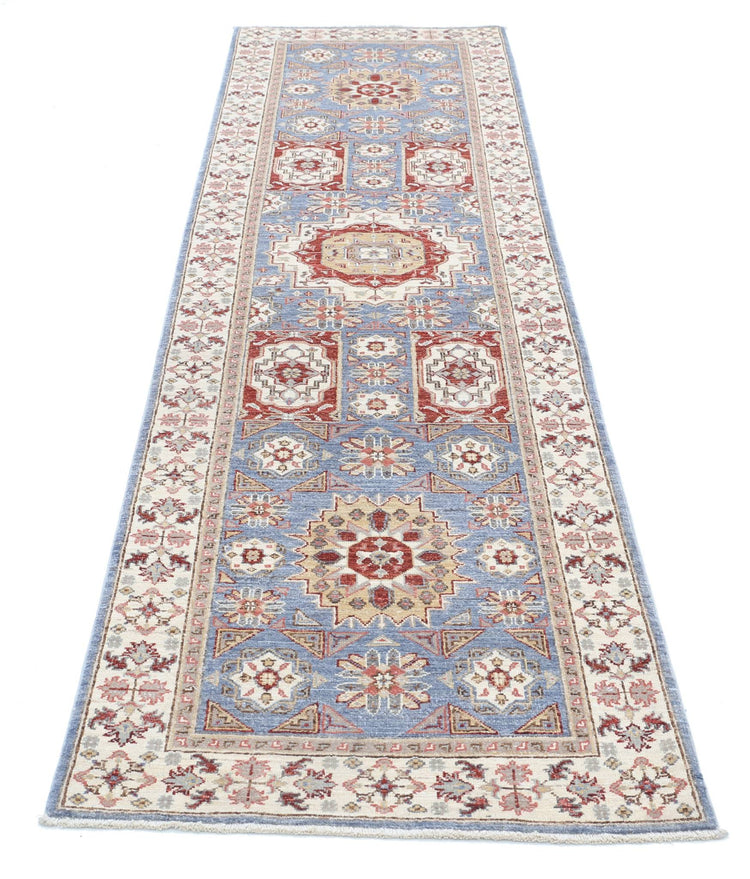 Traditional Hand Knotted Mamluk Farhan Wool Rug of Size 2'6'' X 9'8'' in Grey and Ivory Colors - Made in Afghanistan