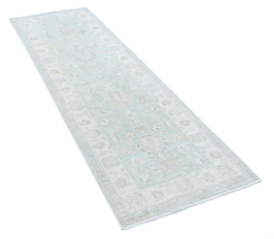 Traditional Hand Knotted Serenity Farhan Wool Rug of Size 2'6'' X 8'1'' in Grey and Ivory Colors - Made in Afghanistan