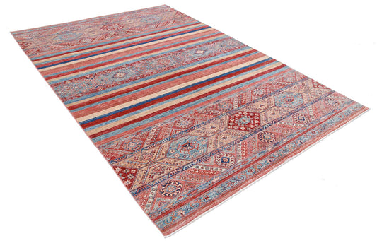 Traditional Hand Knotted Khurjeen Farhan Wool Rug of Size 6'7'' X 9'8'' in Multi and Multi Colors - Made in Afghanistan