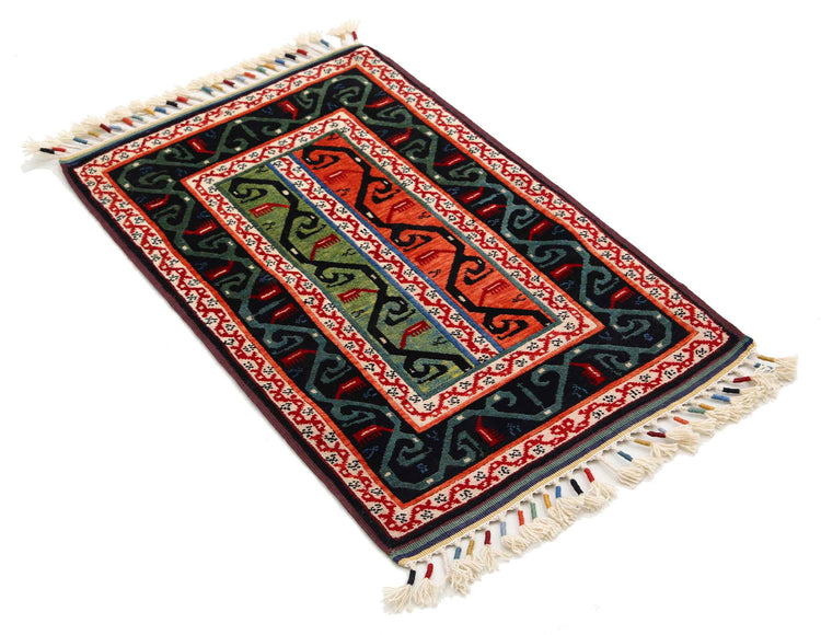 Traditional Hand Knotted Shaal Farhan Wool Rug of Size 2'1'' X 3'2'' in Multi and Multi Colors - Made in Afghanistan