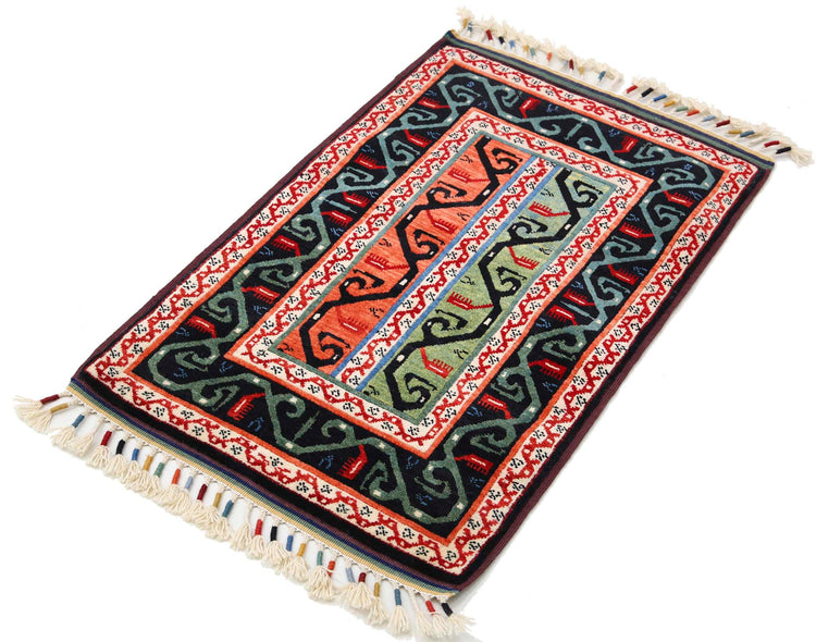 Traditional Hand Knotted Shaal Farhan Wool Rug of Size 2'1'' X 3'2'' in Multi and Multi Colors - Made in Afghanistan