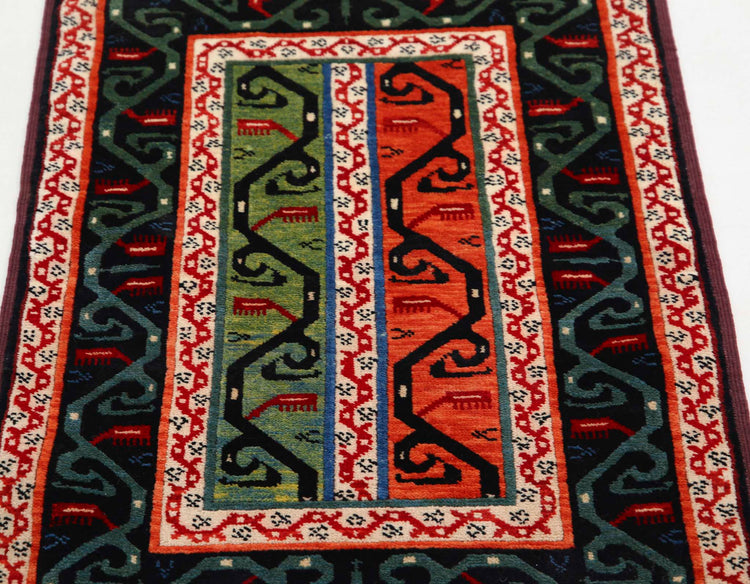 Traditional Hand Knotted Shaal Farhan Wool Rug of Size 2'1'' X 3'2'' in Multi and Multi Colors - Made in Afghanistan