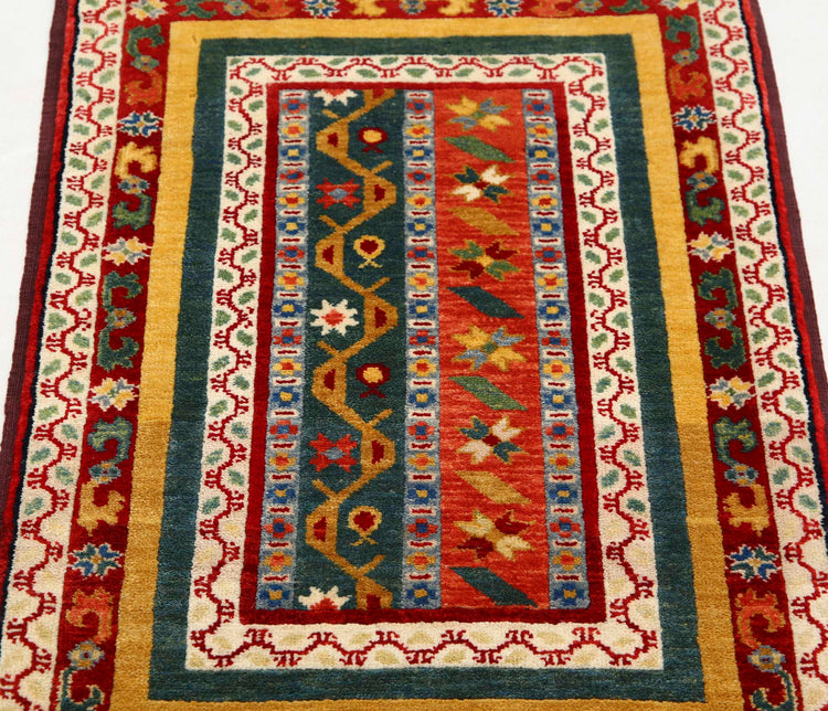 Traditional Hand Knotted Shaal Farhan Wool Rug of Size 2'1'' X 3'2'' in Multi and Multi Colors - Made in Afghanistan