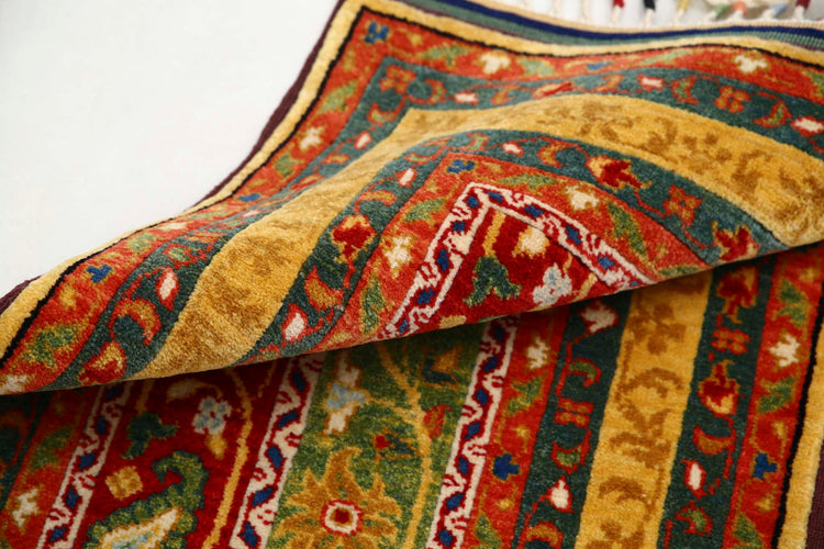 Traditional Hand Knotted Shaal Farhan Wool Rug of Size 2'1'' X 3'2'' in Multi and Multi Colors - Made in Afghanistan
