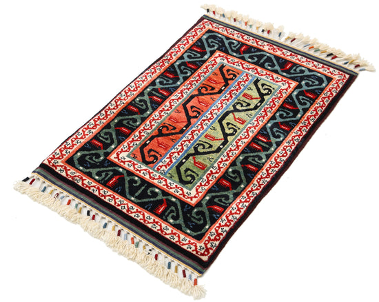 Traditional Hand Knotted Shaal Farhan Wool Rug of Size 2'1'' X 3'1'' in Multi and Multi Colors - Made in Afghanistan