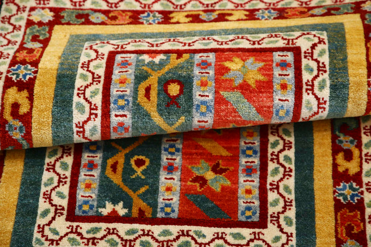 Traditional Hand Knotted Shaal Farhan Wool Rug of Size 2'1'' X 3'3'' in Multi and Multi Colors - Made in Afghanistan