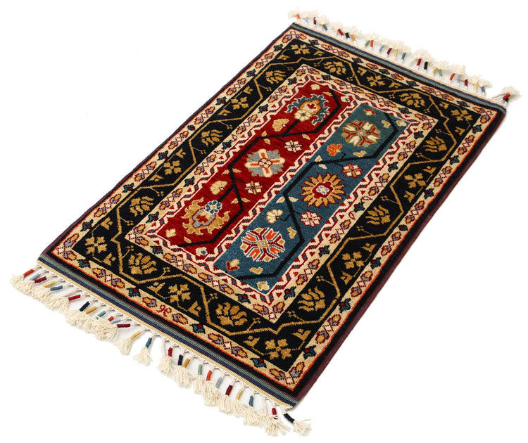 Traditional Hand Knotted Shaal Farhan Wool Rug of Size 2'0'' X 3'3'' in Multi and Multi Colors - Made in Afghanistan