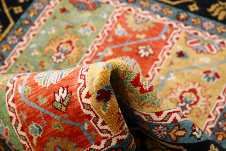 Traditional Hand Knotted Shaal Farhan Wool Rug of Size 3'2'' X 4'1'' in Multi and Multi Colors - Made in Afghanistan